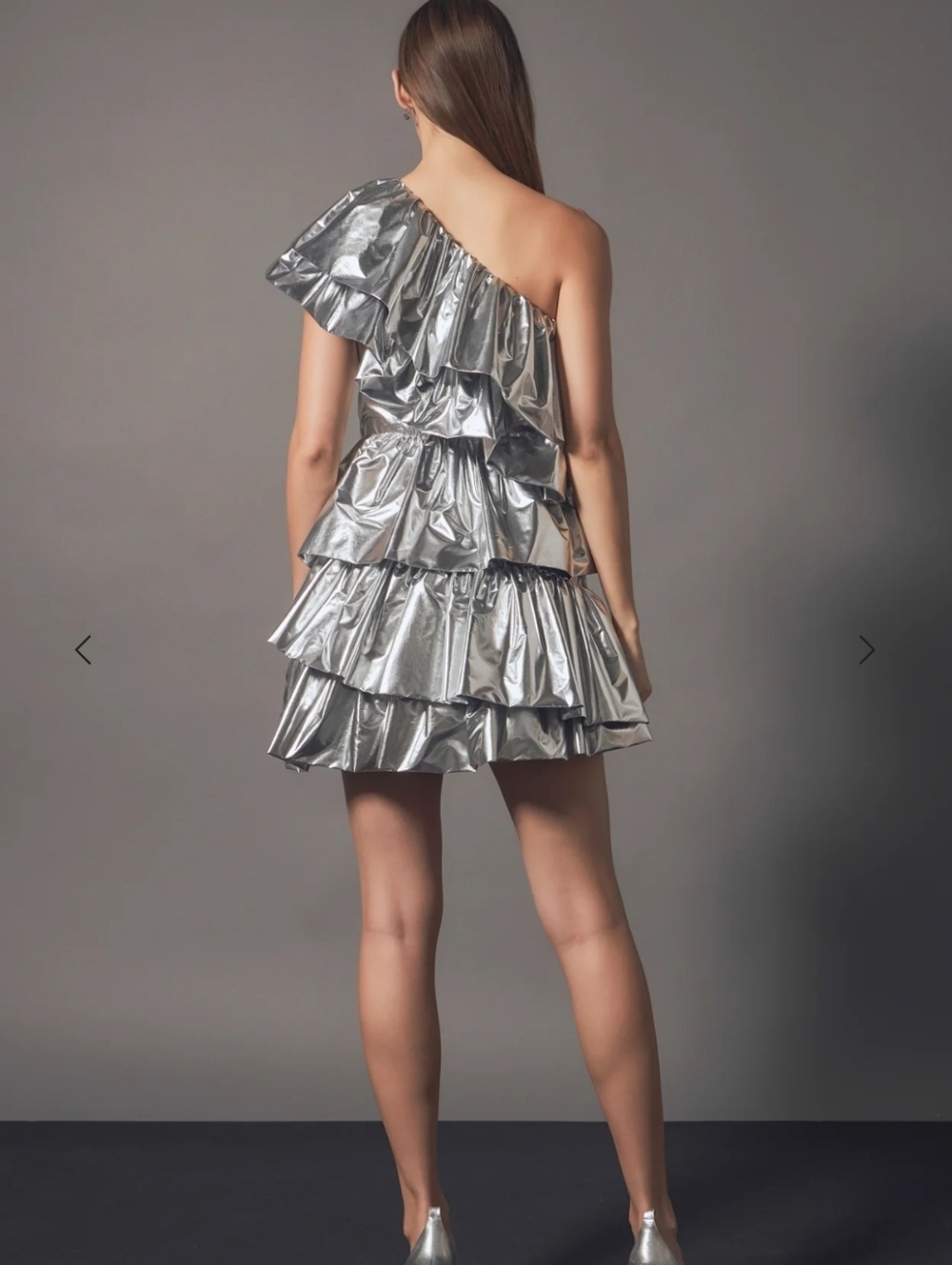 Endless Rose Metallic Silver Ruffle Dress - Picture 2 of 7